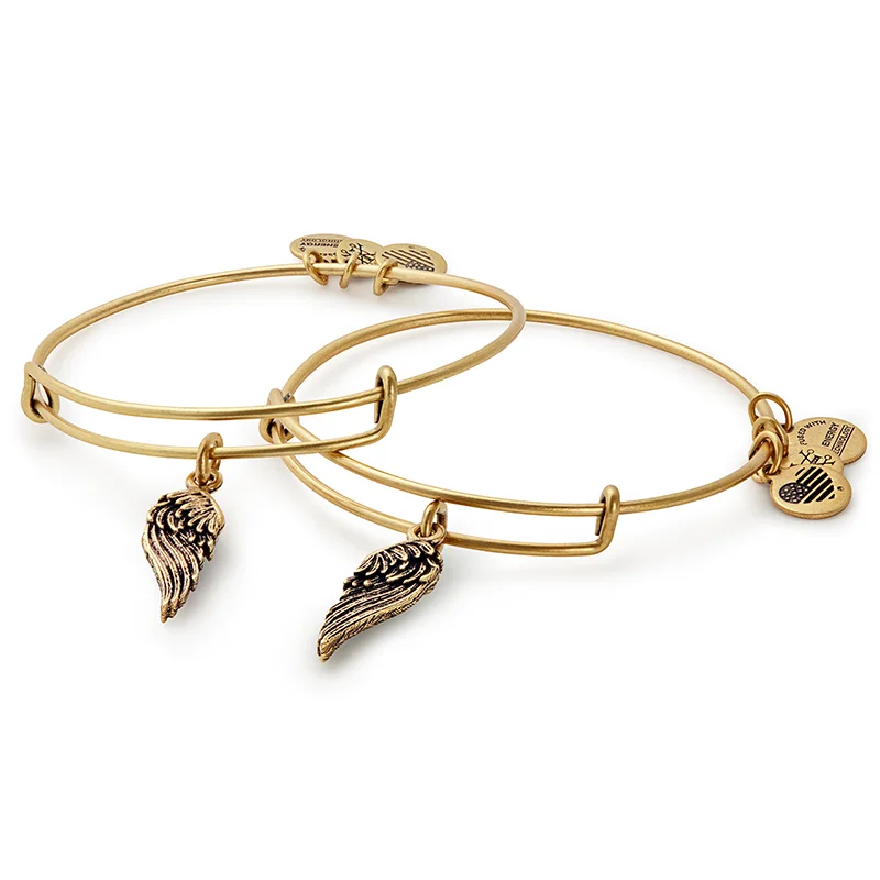 ALEX AND ANI Wings Charm Bangle Set of 2