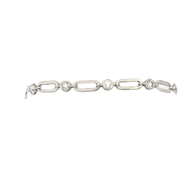 LAB GROWN ROUND DIAMONDS 1.58ctw LINK DESIGN BRACELET