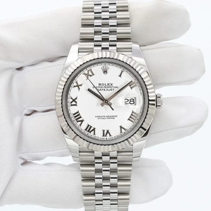 Rolex Datejust White Roman Dial Jubilee Bracelet 126334